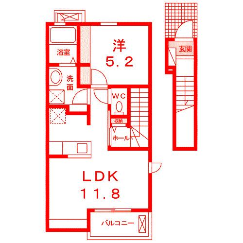 ソレイユ稲村ガ崎 II(1LDK/2階)の間取り写真