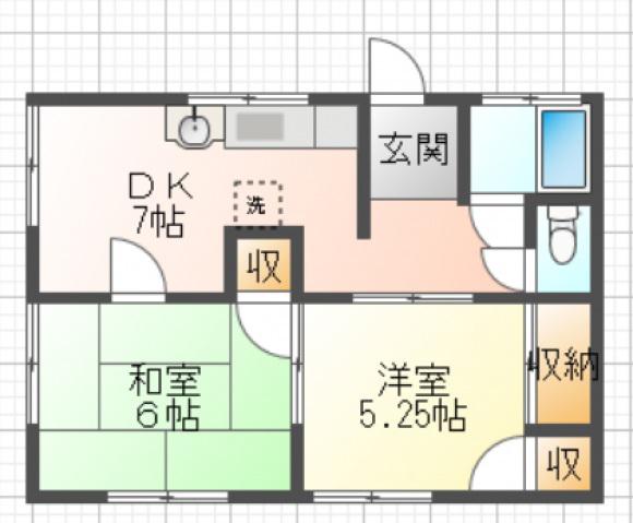 ハイツ山田(2DK/1階)の間取り写真