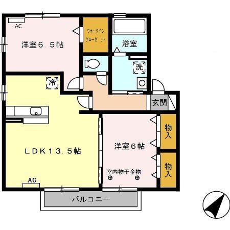 リビングタウンヴェルード(2LDK/2階)の間取り写真