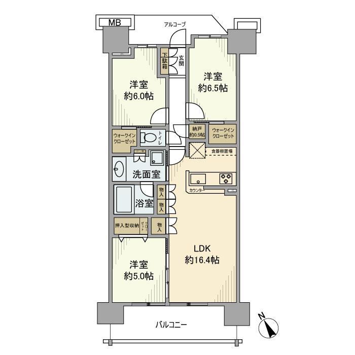 プラウド大府(3LDK/9階)の間取り写真
