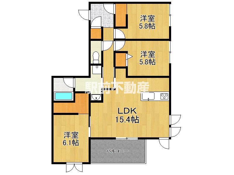 フォーティスMGH(3LDK/3階)の間取り写真