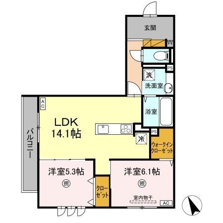 DS LIEN  D(2LDK/2階)の間取り写真