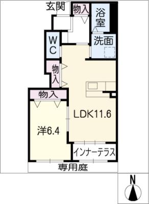 ルミナス ガーデン(1LDK/1階)の間取り写真