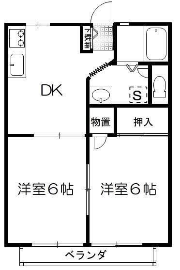 プラザ子の神21(2DK/2階)の間取り写真