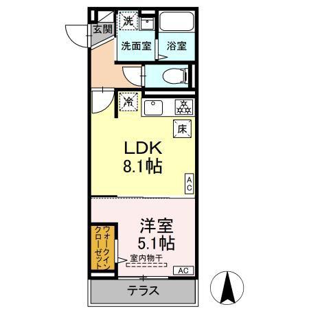 ネオアイリス大森(1LDK/1階)の間取り写真
