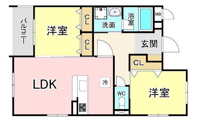 ロワール・イン柳原町(2LDK/3階)の間取り写真