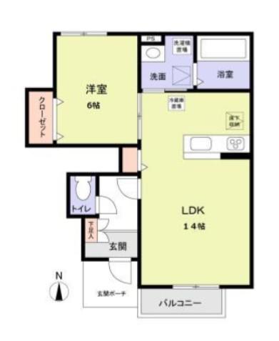 エバーグリーン(1LDK/1階)の間取り写真