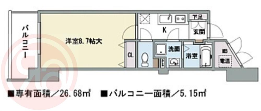エスポルテ福島(1K/7階)の間取り写真