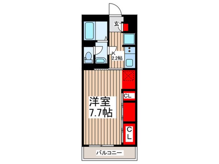 リブリ・所沢(1K/2階)の間取り写真