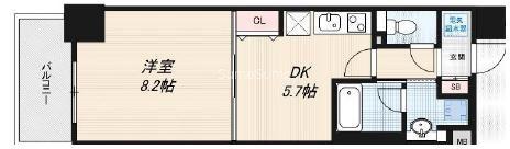 アーバンステージ安堂寺I(1DK/3階)の間取り写真