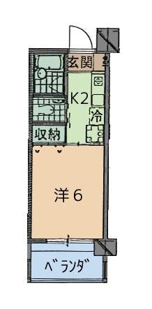 トーマス牧港Ⅱ(1K/2階)の間取り写真
