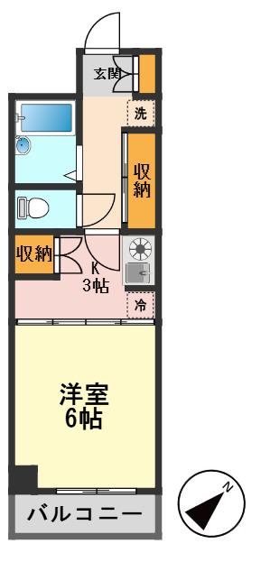 ロイヤルクレセント(1K/4階)の間取り写真