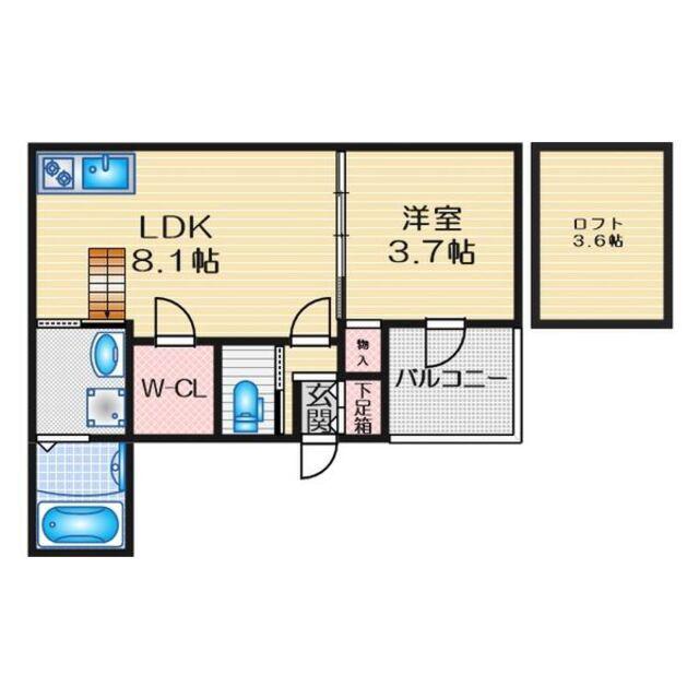 プライムパークス名駅西(1SLDK/2階)の間取り写真