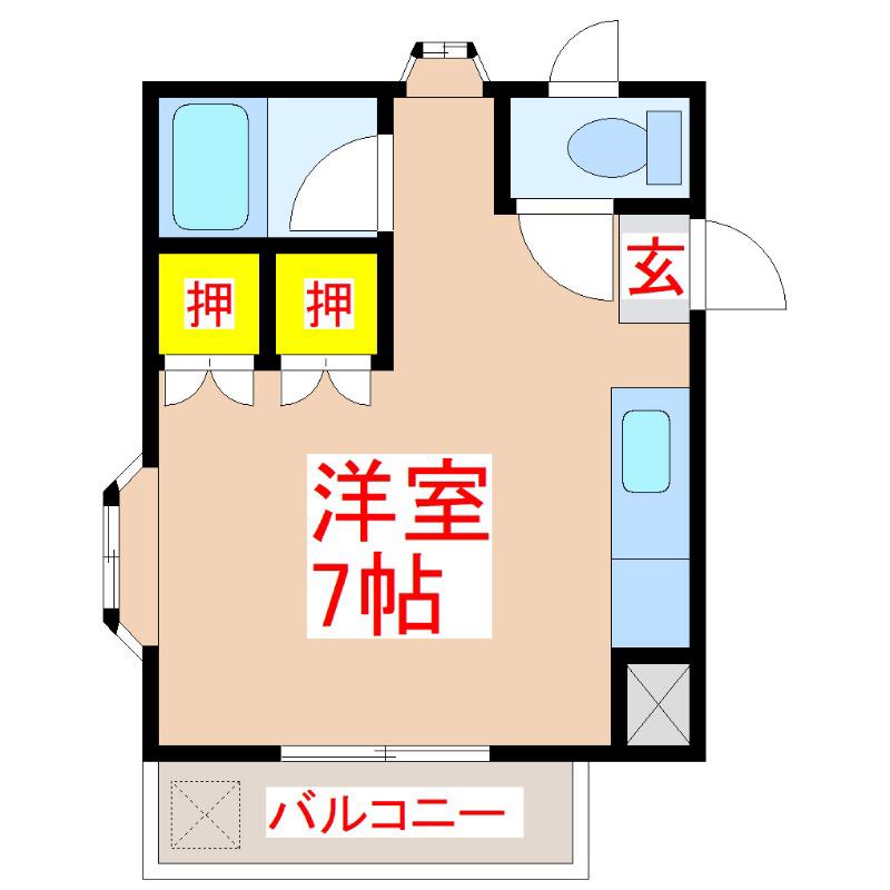 ケントハウス(ワンルーム/2階)の間取り写真
