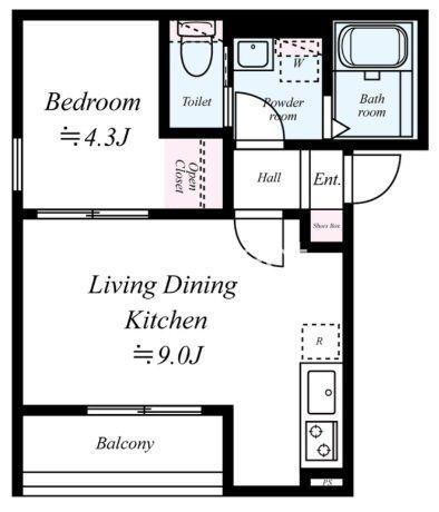 GRADUS都賀II(1LDK/3階)の間取り写真