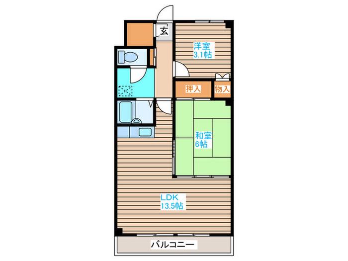 松下ビル(2LDK/6階)の間取り写真