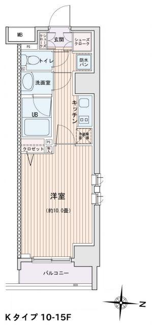 エスティメゾン錦糸町II(1K/10階)の間取り写真