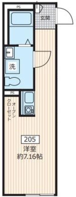 センターテラス(ワンルーム/2階)の間取り写真