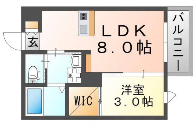 リアコート関大前CENTER(1LDK/3階)の間取り写真