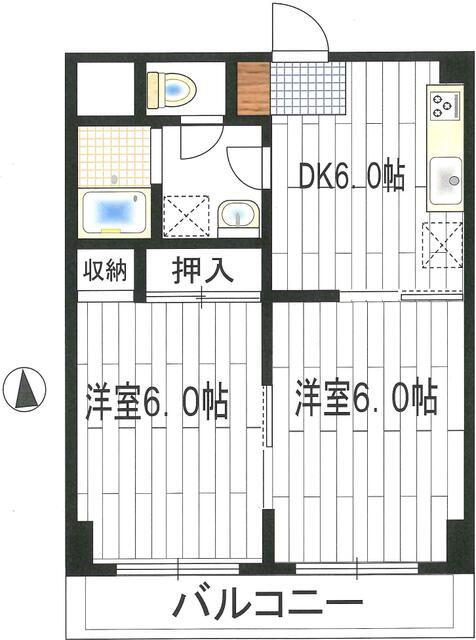 エクレール東林間2番館(2DK/3階)の間取り写真