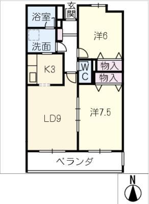 B-FLATサウス(2LDK/3階)の間取り写真