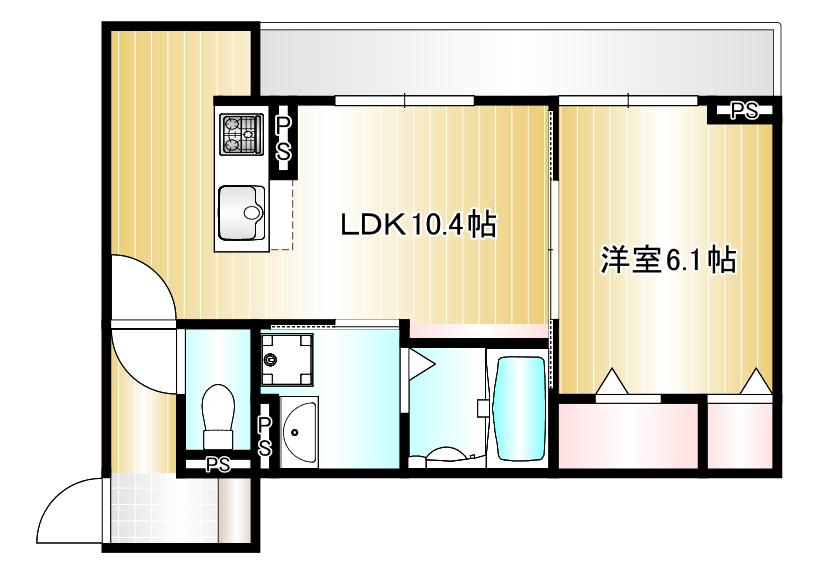 ブルーミア(1LDK/2階)の間取り写真