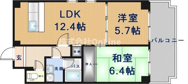 デルニエアン(2LDK/4階)の間取り写真
