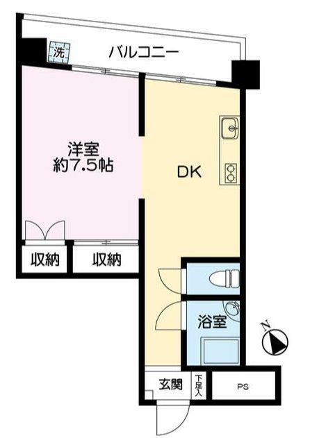 パラシオン越谷(1DK/3階)の間取り写真
