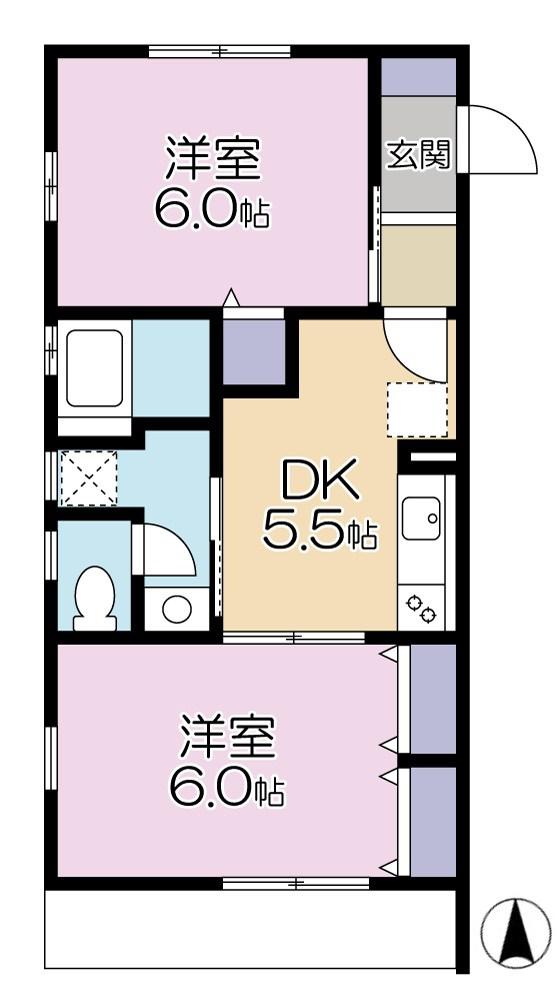 アルメリア中野(2DK/1階)の間取り写真