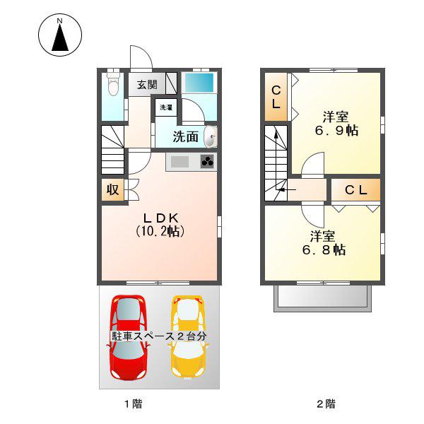 LUCENT HOUSE(2LDK/1階)の間取り写真