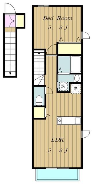 ベルセレーノ A(1LDK/2階)の間取り写真