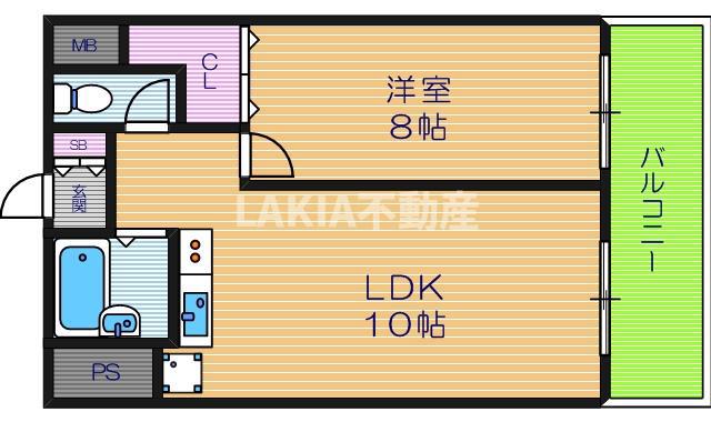 モンテベルデ北田辺(1LDK/3階)の間取り写真