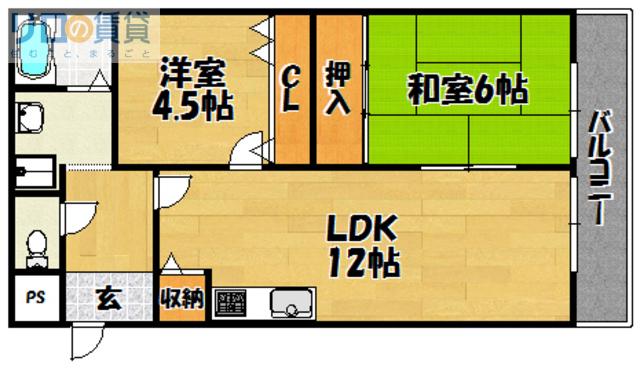 グランフェルティ(2LDK/3階)の間取り写真