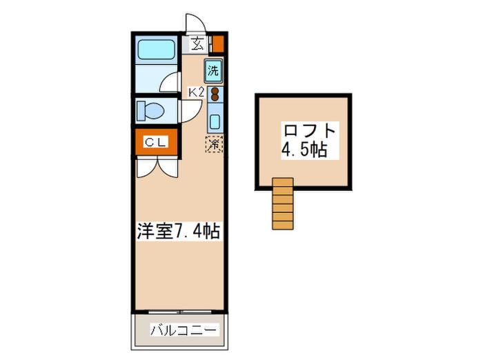 パールハイツさがみ野(1K/2階)の間取り写真