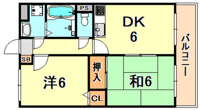 メゾン・ド・ルミエール妙法寺(2DK/4階)の間取り写真