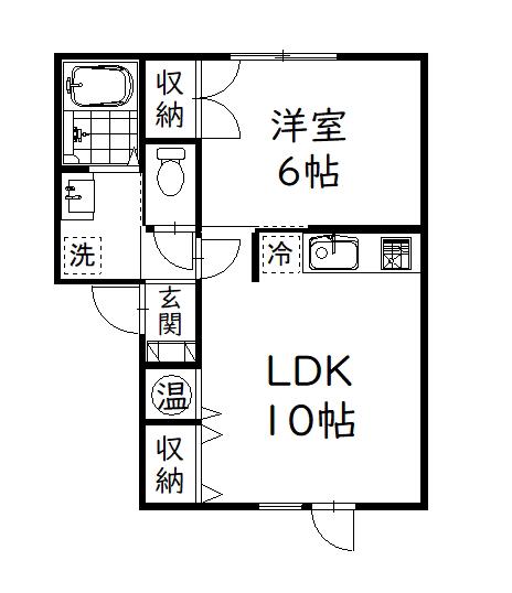 ソフィア鶴野(1LDK/2階)の間取り写真