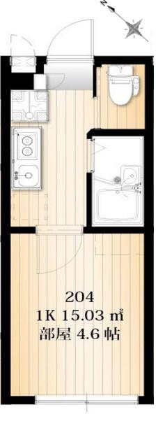 AZEST RENT桜上水204(1K/2階)の間取り写真