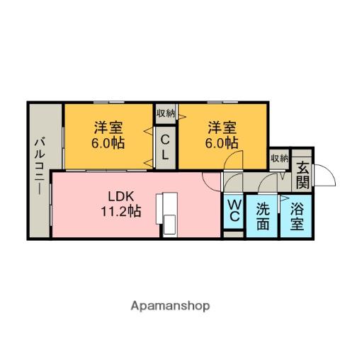 NEWPINE(2LDK/1階)の間取り写真