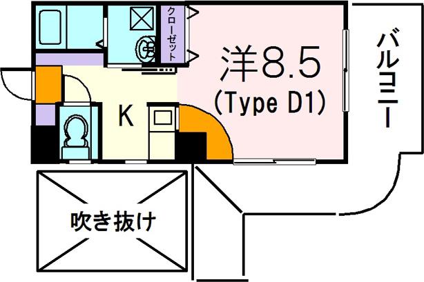 ルピナスII(1K/5階)の間取り写真