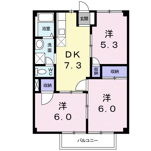 ニューシティマーガレット(3DK/2階)の間取り写真
