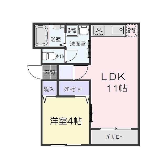 グレイス響が丘(1LDK/3階)の間取り写真