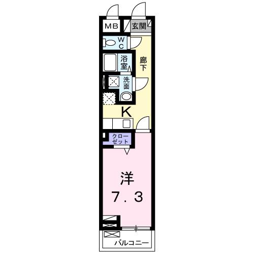 ヴァリ ブリエ(1K/2階)の間取り写真