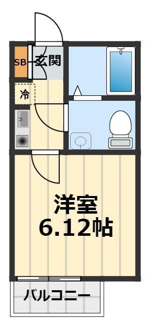 ガーデンプレイスみなみ野(1K/2階)の間取り写真