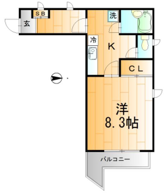 キャッスル虎丸(1K/2階)の間取り写真