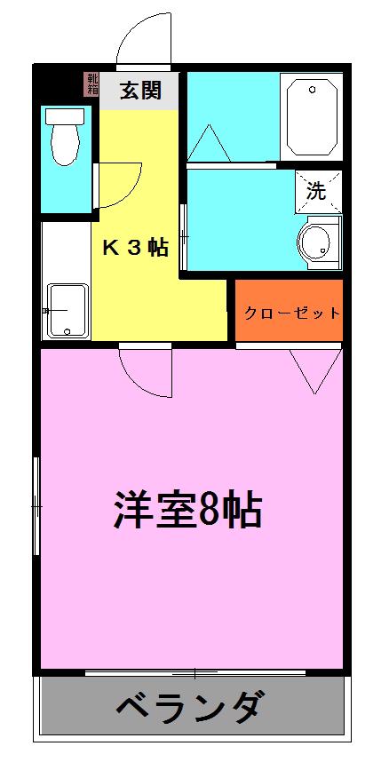 レトア富貴(1K/1階)の間取り写真