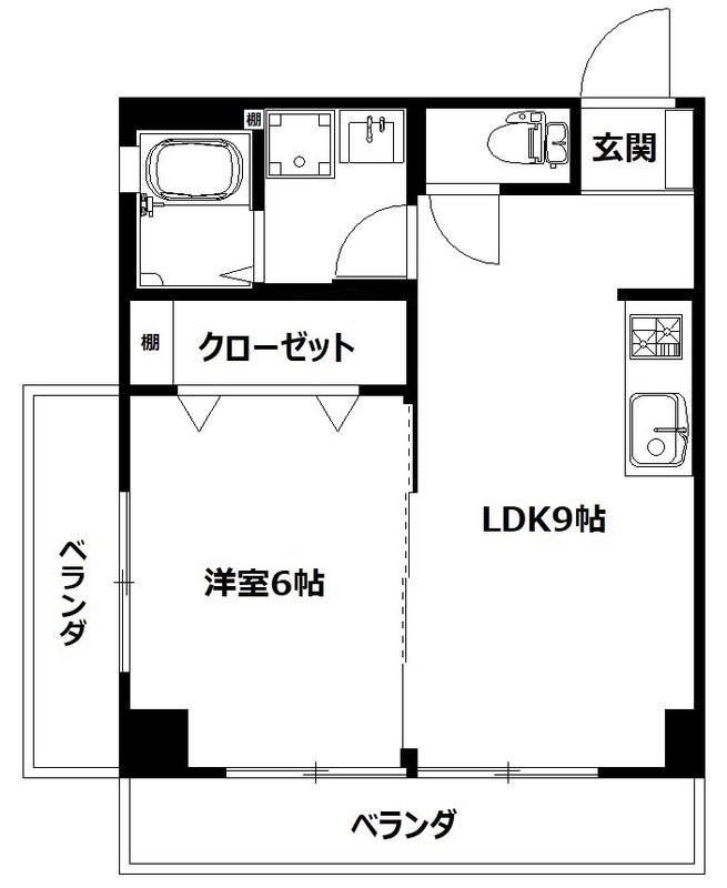 尾崎ビル(1LDK/3階)の間取り写真