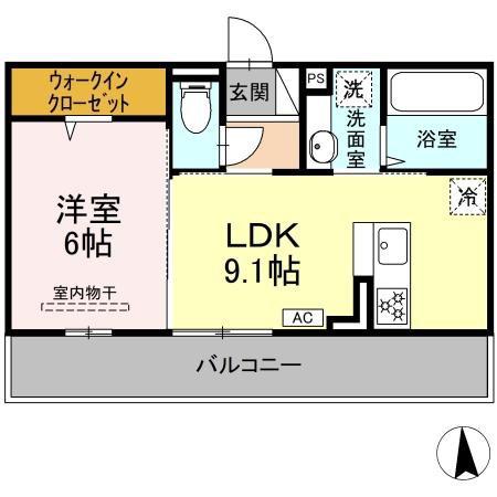 NEXUS D-ROOM笹部II(1LDK/2階)の間取り写真