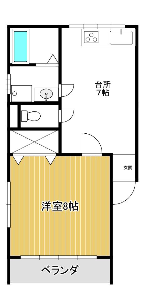 ユートピア F棟(1DK/2階)の間取り写真