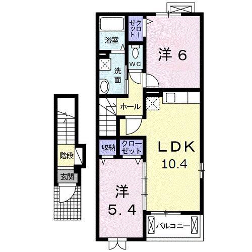 K・FOREST I(2LDK/2階)の間取り写真