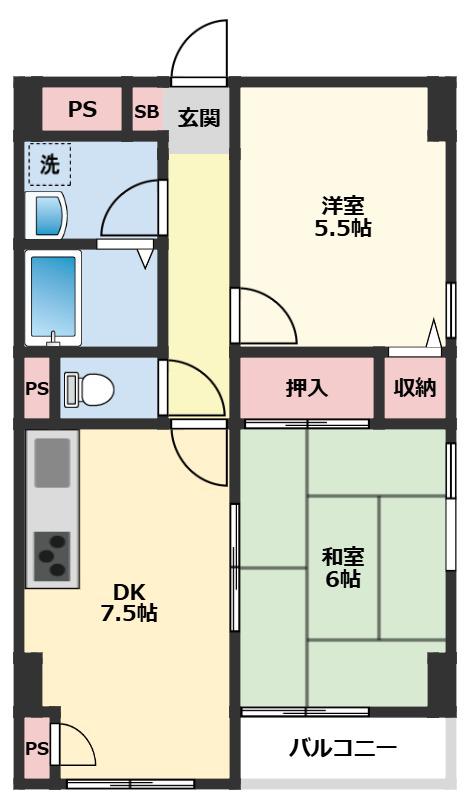 クラート大崎(2DK/5階)の間取り写真